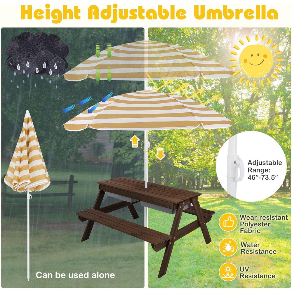 Kids Picnic Table with Sensory - Kids Outdoor Umbrella For Table recension och pris