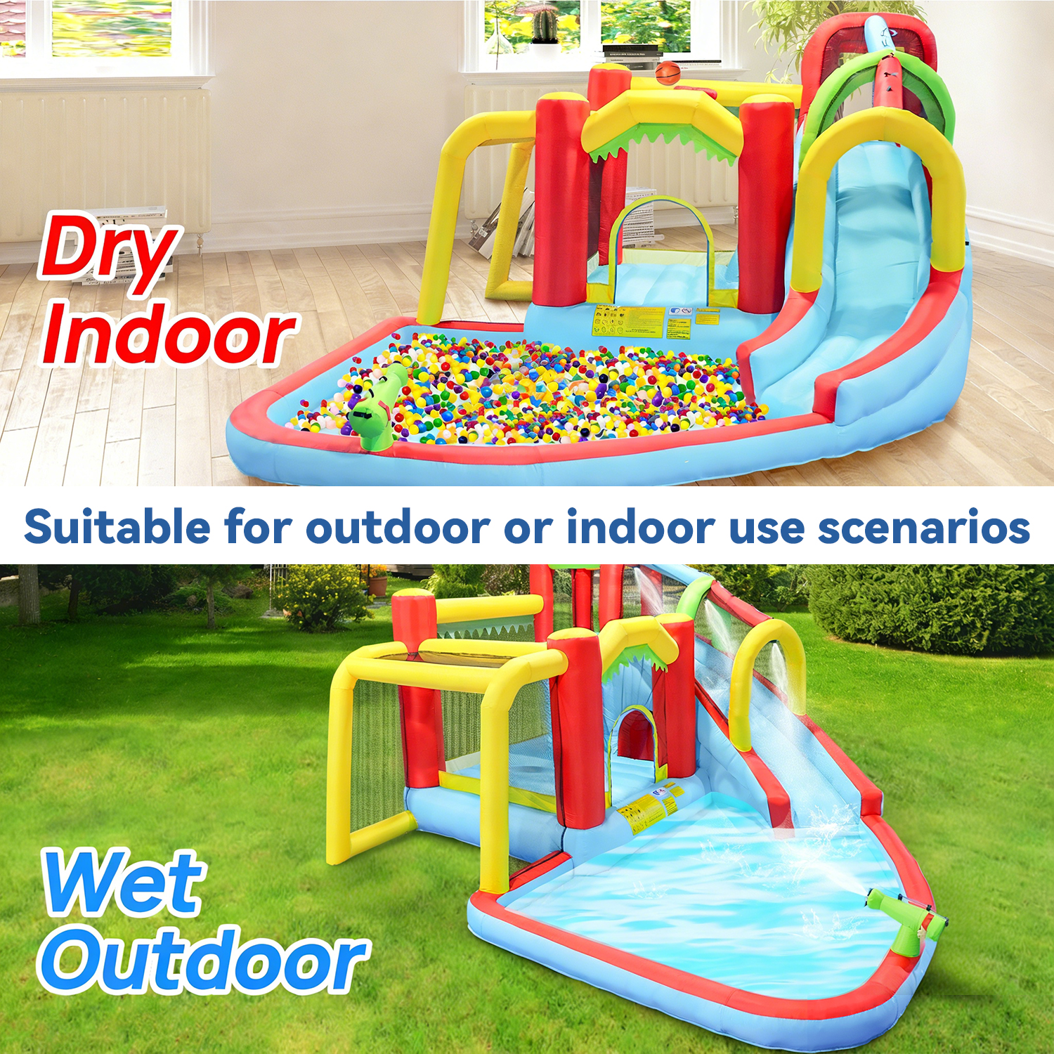 7in1 Inflatable Water Slide Pa - Kids Outdoor Bounce House recension och pris