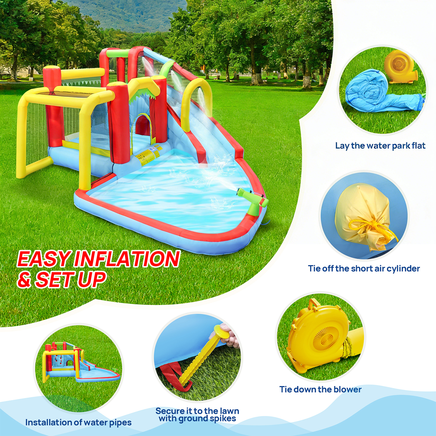 7in1 Inflatable Water Slide Pa - Kids Outdoor Bounce House recension och pris