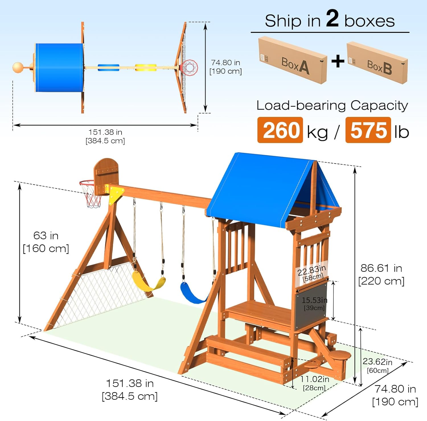 6-in-1 Wooden Playground Plays - Kids Outdoor Wooden Table recension och pris