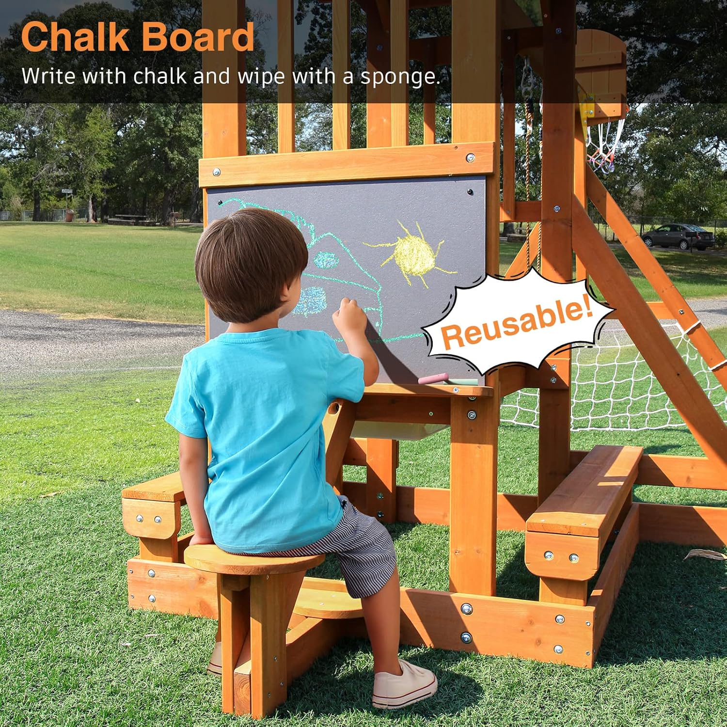 6-in-1 Wooden Playground Plays - Kids Outdoor Wooden Table recension och pris