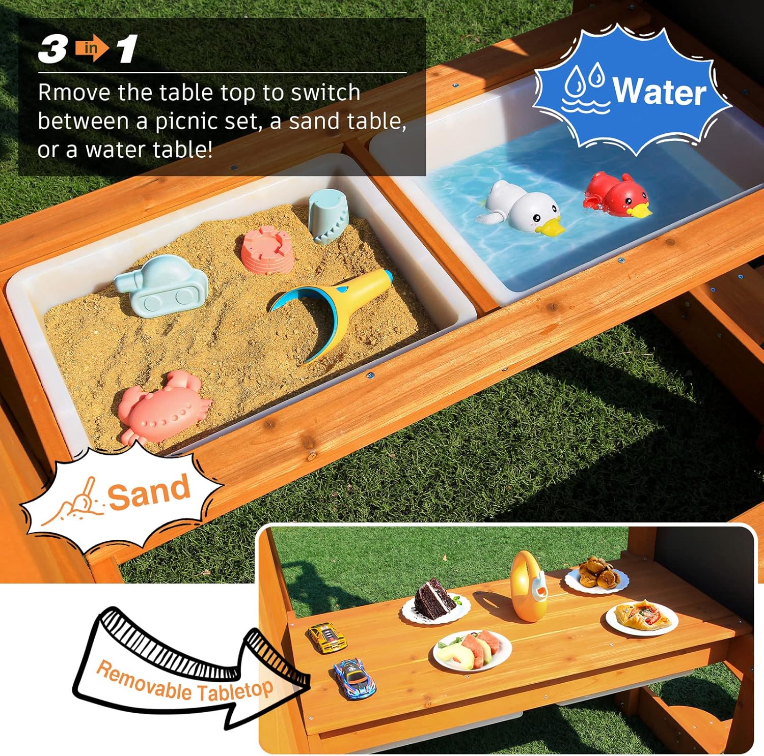 6-in-1 Wooden Playground Plays - Kids Outdoor Wooden Table recension och pris