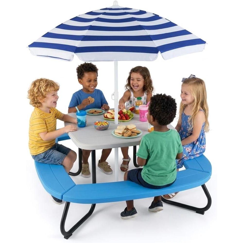 Kids Picnic Table, 8 Person Ki - Kids Outdoor Table And Chairs With Umbrella recension och pris