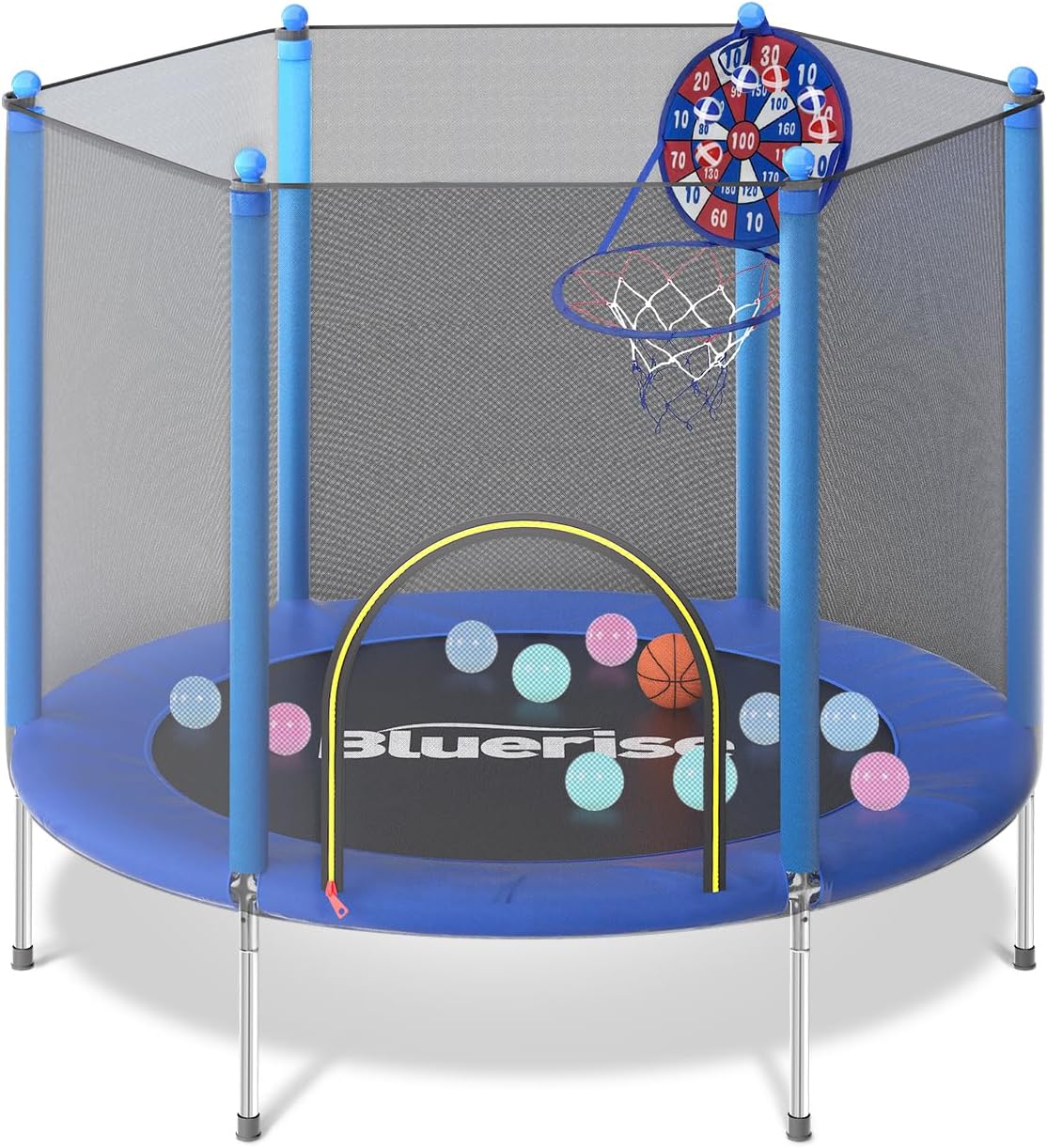 Blue 55IN 6FT Toddler Trampoli - Kids Indoor Outdoor Trampoline recension och pris