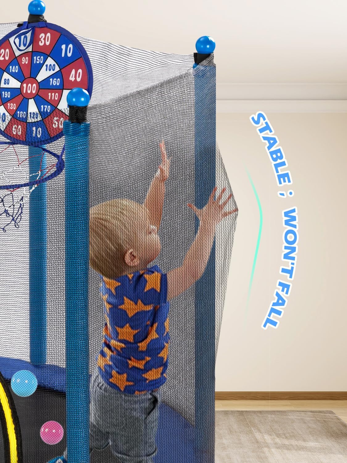 Blue 55IN 6FT Toddler Trampoli - Kids Indoor Outdoor Trampoline recension och pris
