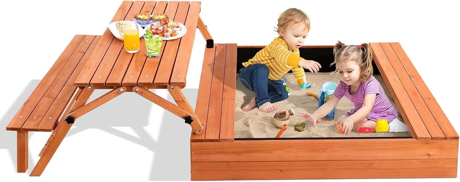 Kids Outdoor Wooden Sandbox La - Kids Outdoor Wooden Table recension och pris