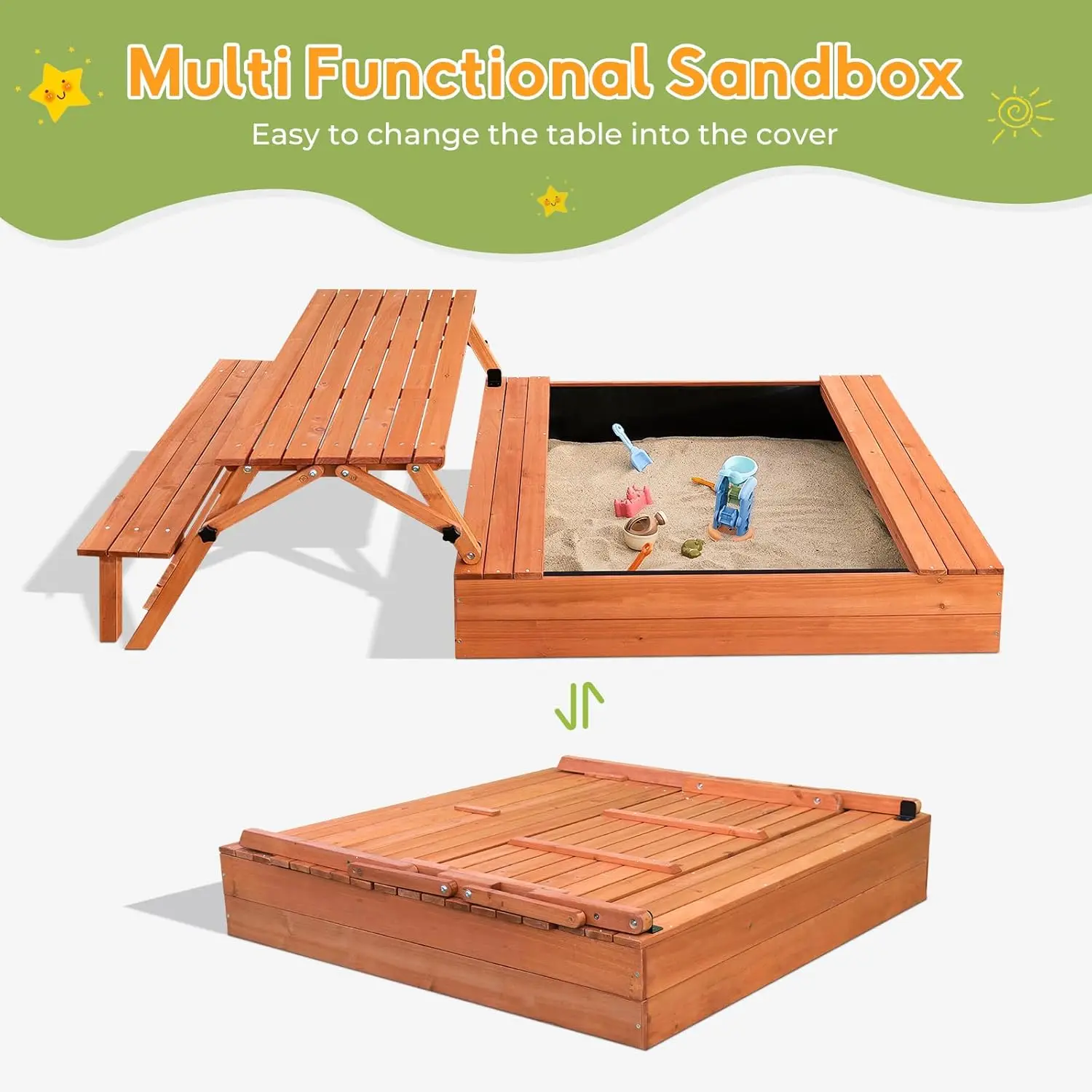 Kids Outdoor Wooden Sandbox La - Kids Outdoor Wooden Table recension och pris