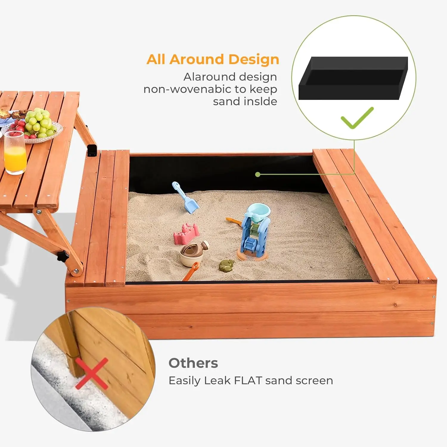 Kids Outdoor Wooden Sandbox La - Kids Outdoor Wooden Table recension och pris