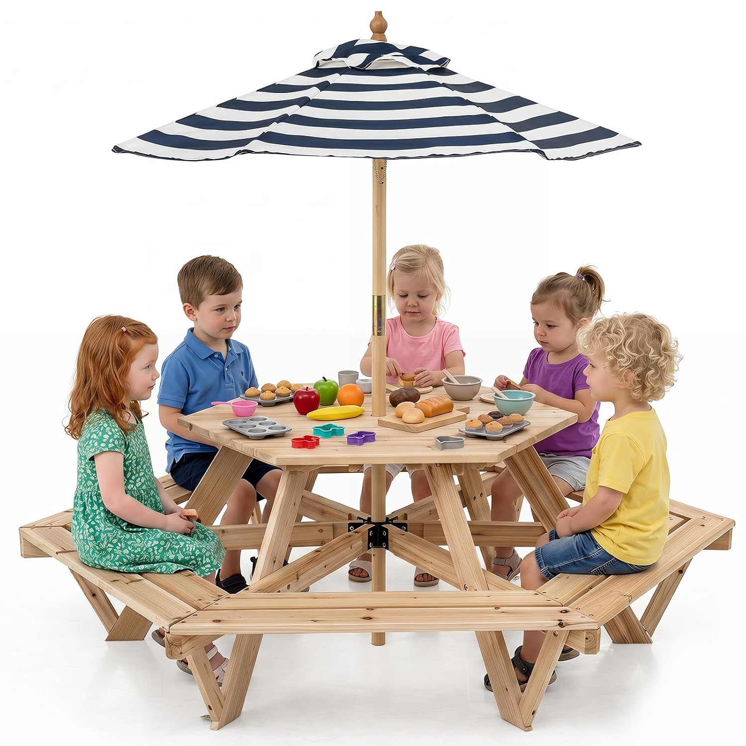 Kids Picnic Table, Hexagonal W - Kids Outdoor Wooden Table recension och pris