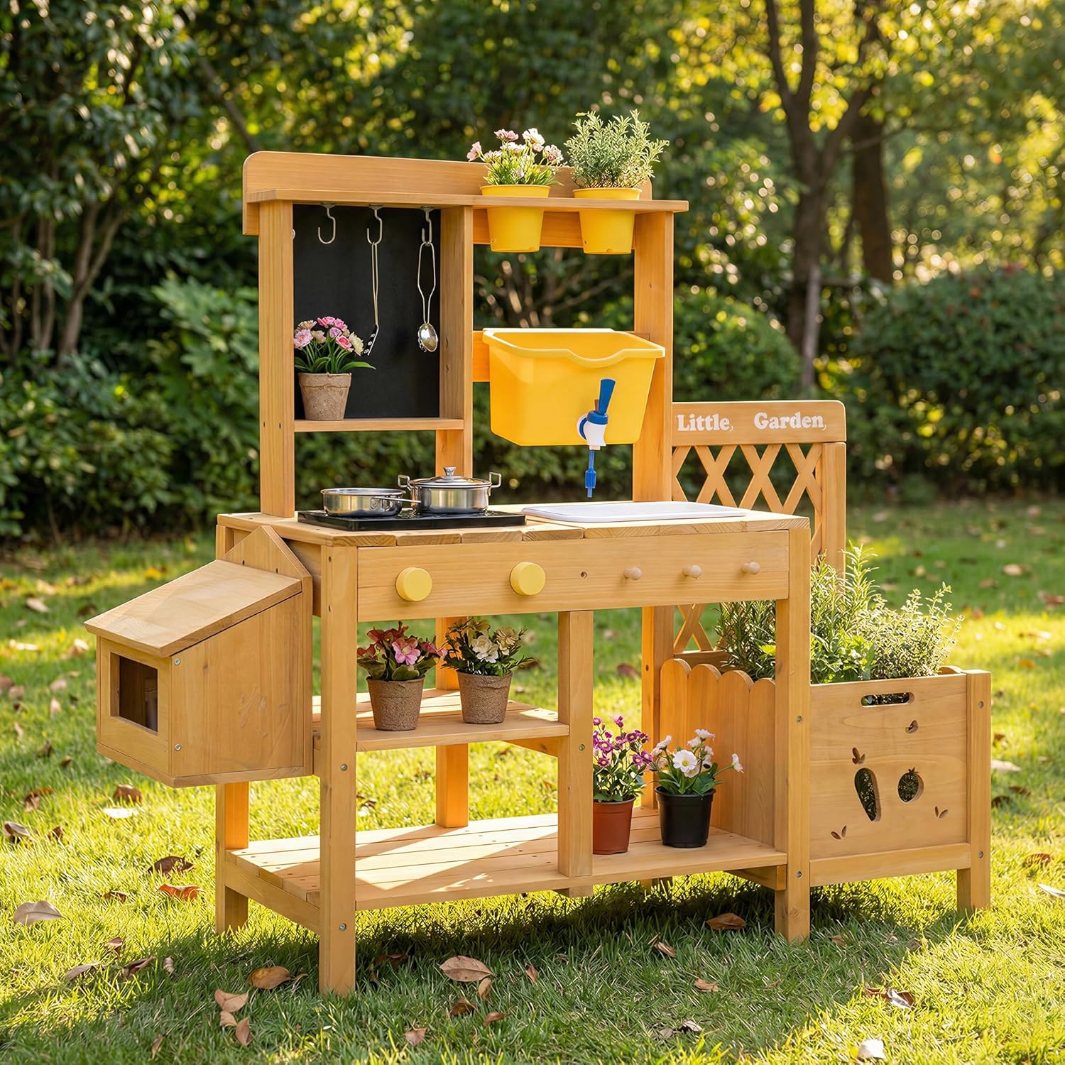 Wooden Mud Kitchen for Kids, O - Kids Outdoor Wooden Table recension och pris