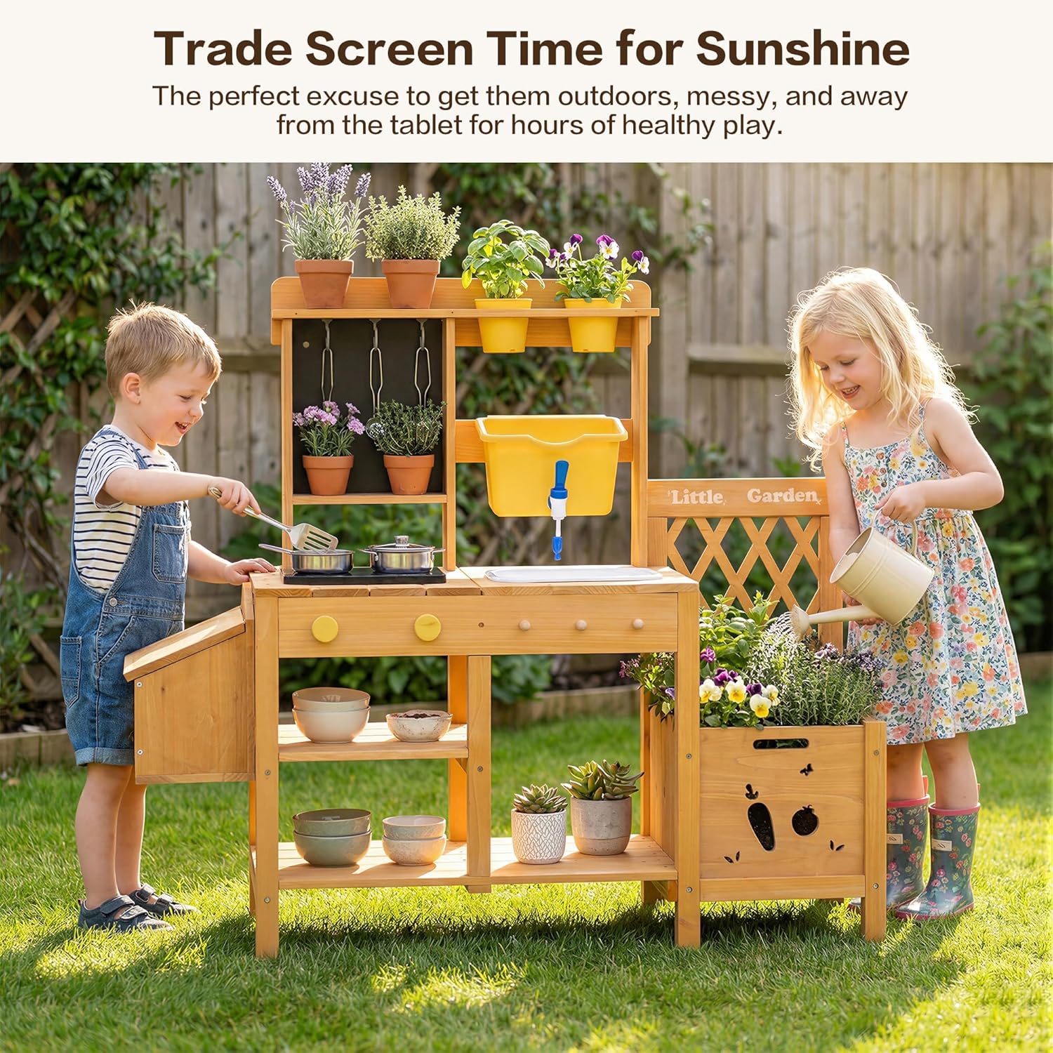 Wooden Mud Kitchen for Kids, O - Kids Outdoor Wooden Table recension och pris