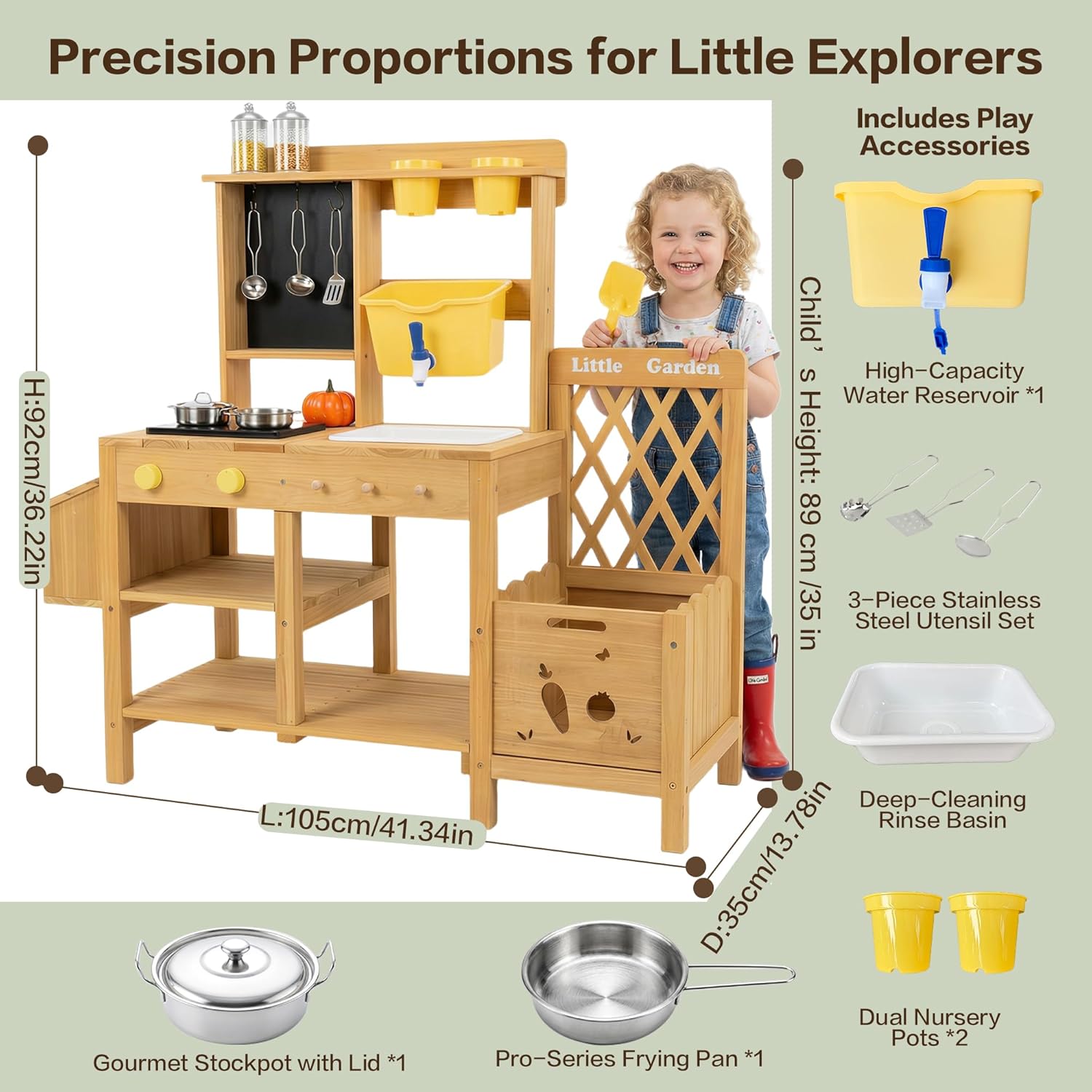 Wooden Mud Kitchen for Kids, O - Kids Outdoor Wooden Table recension och pris