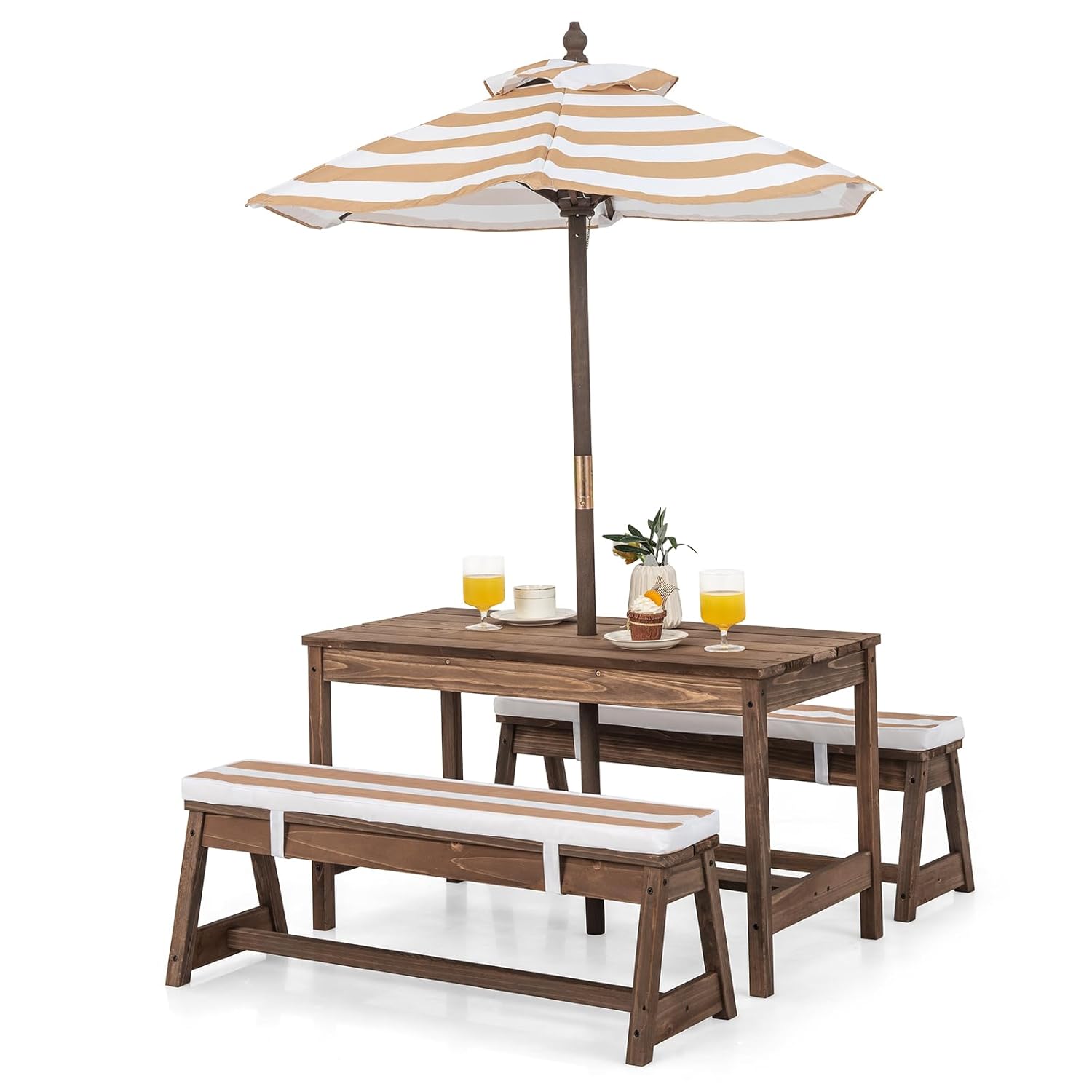 Kids Picnic Table, Outdoor Woo - Kids Outdoor Bench With Umbrella recension och pris