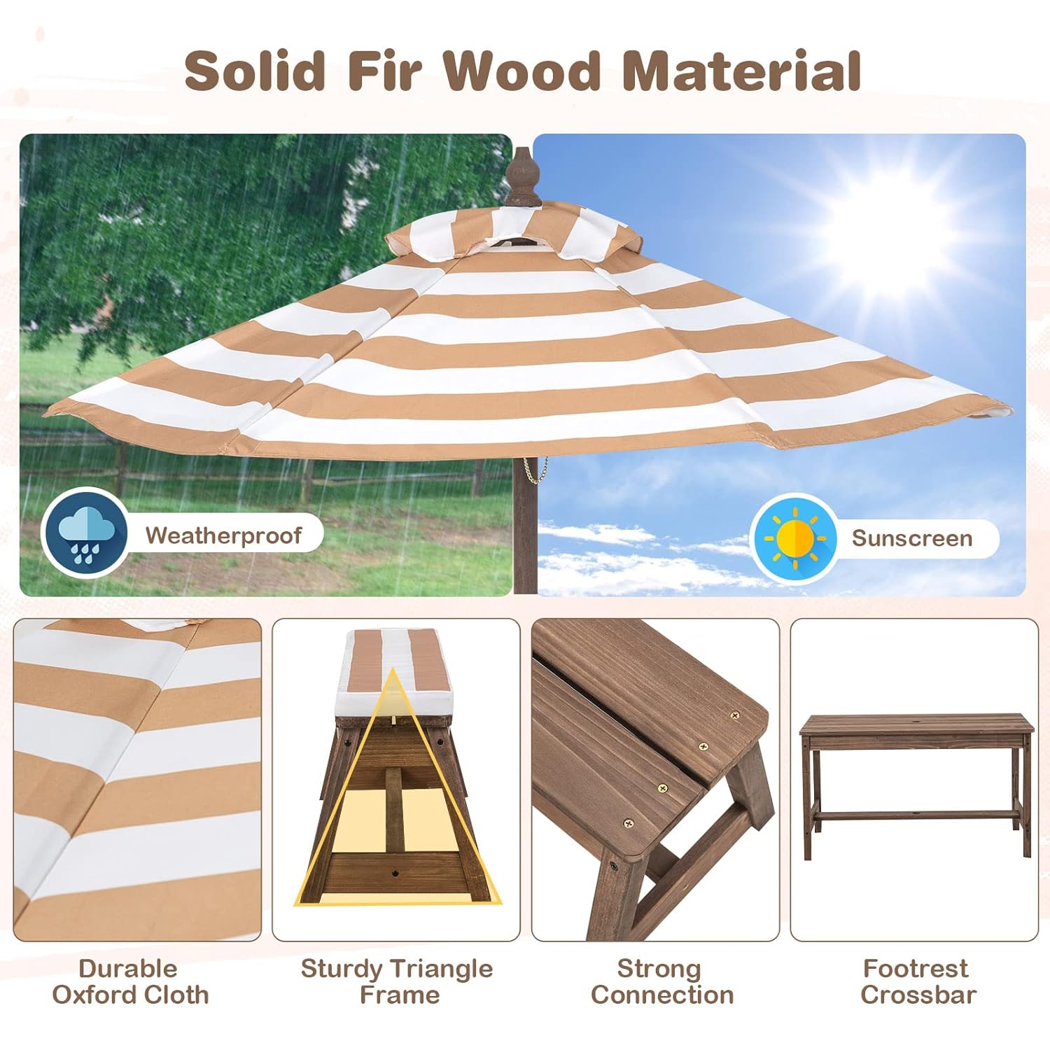 Kids Picnic Table, Outdoor Woo - Kids Outdoor Bench With Umbrella recension och pris