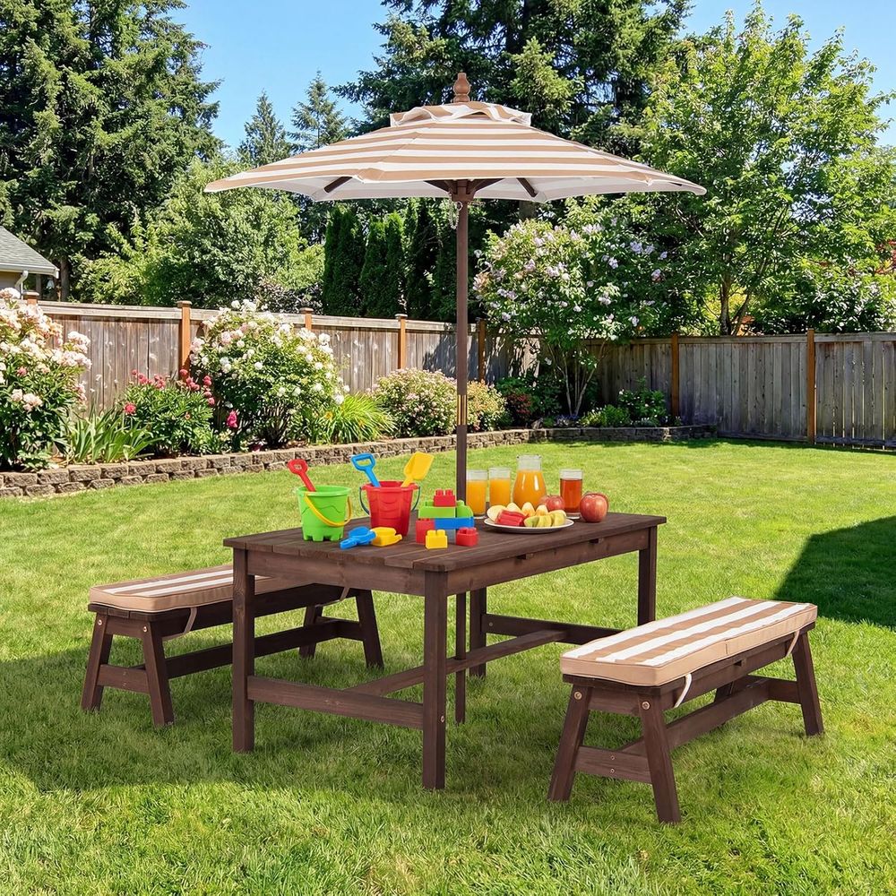 Kids Picnic Table, Large 42“x  - Kids Outdoor Bench With Umbrella recension och pris