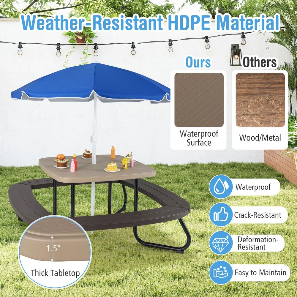 JOY Kids Picnic Table, 8 Perso - Kids Outdoor Table And Chairs With Umbrella recension och pris