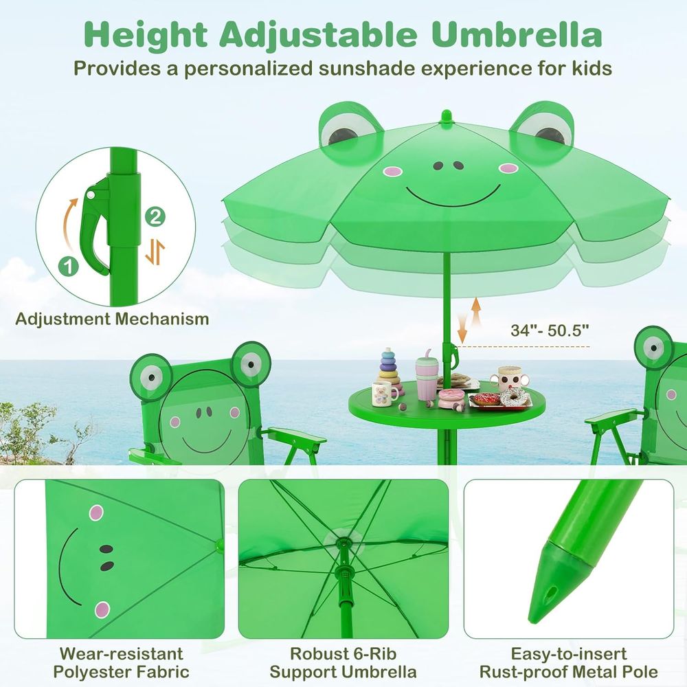 Green Height-Adjustable Kids P - Kids Outdoor Folding Table recension och pris