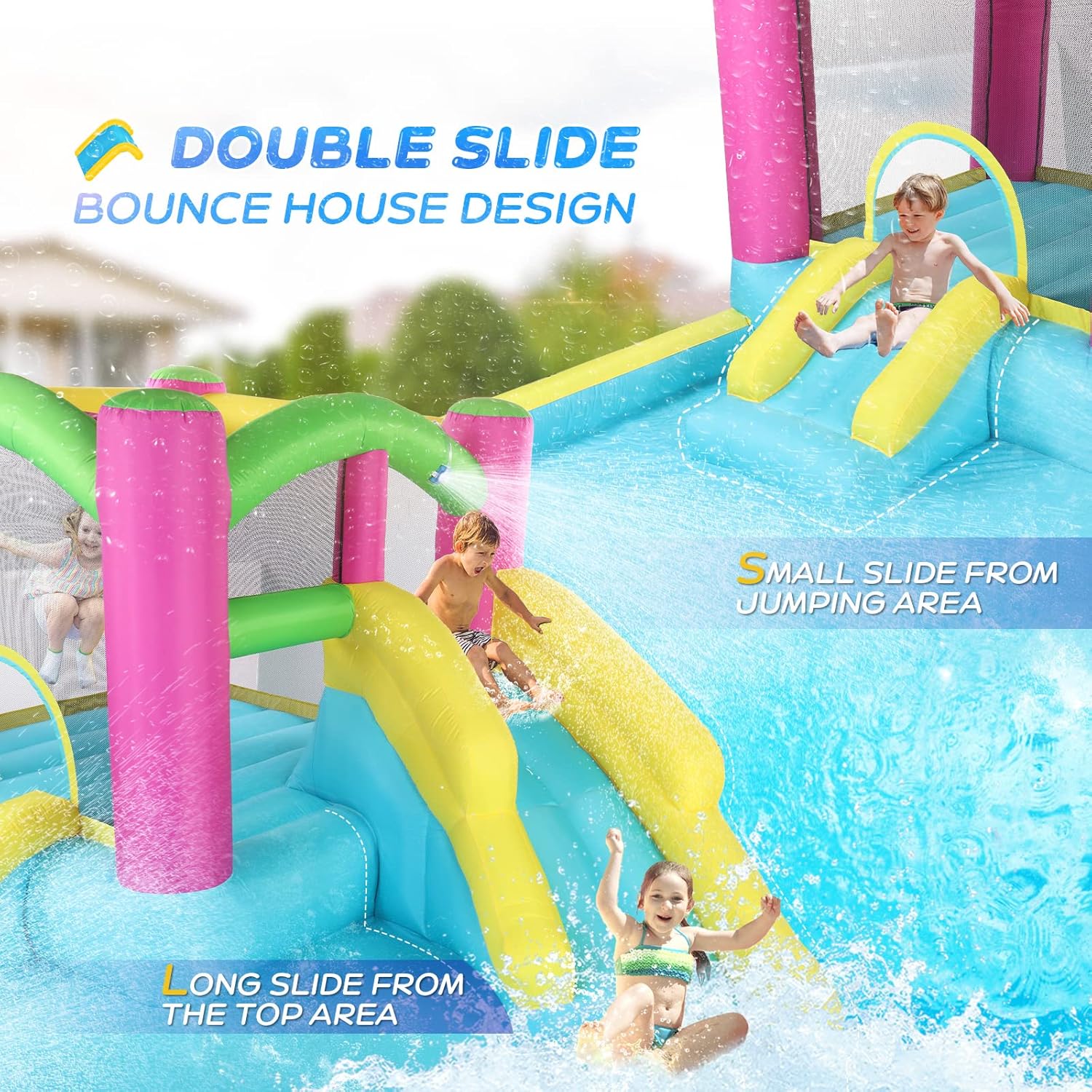 Inflatable Bounce House with D - Kids Outdoor Bounce House recension och pris