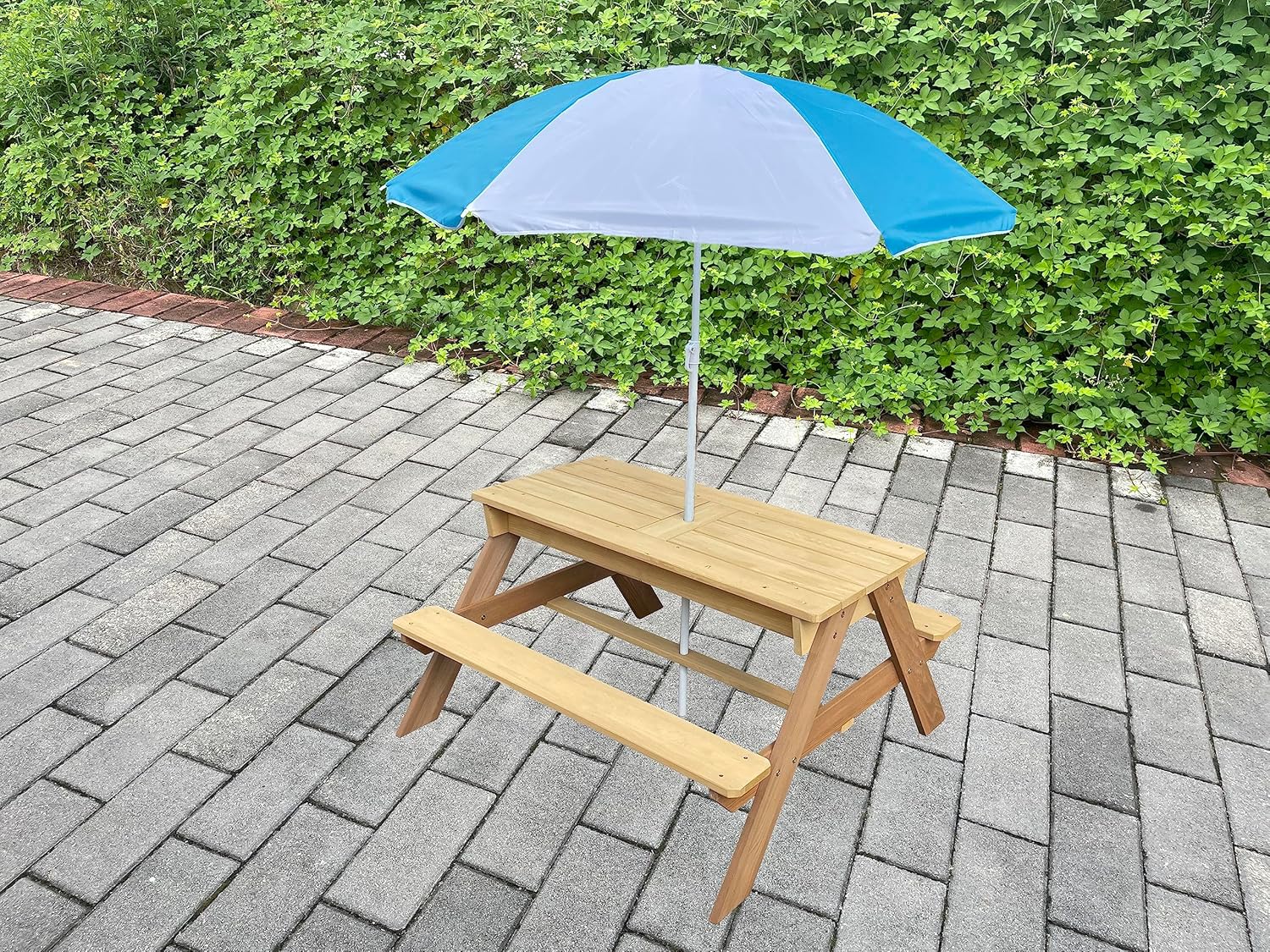 Kids 3-in-1 Sand Water Activit - Kids Outdoor Bench With Umbrella recension och pris