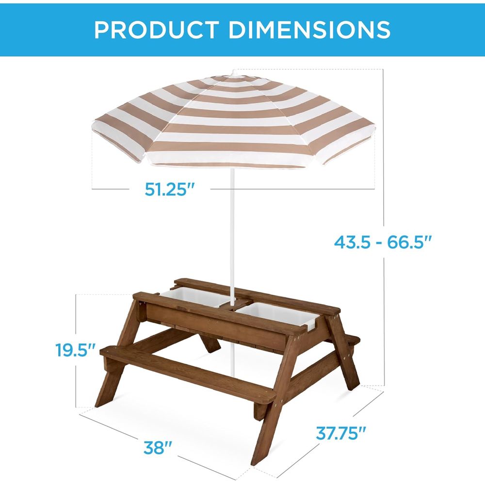 Kids Picnic Table with Umbrell - Kids Outdoor Umbrella For Table recension och pris