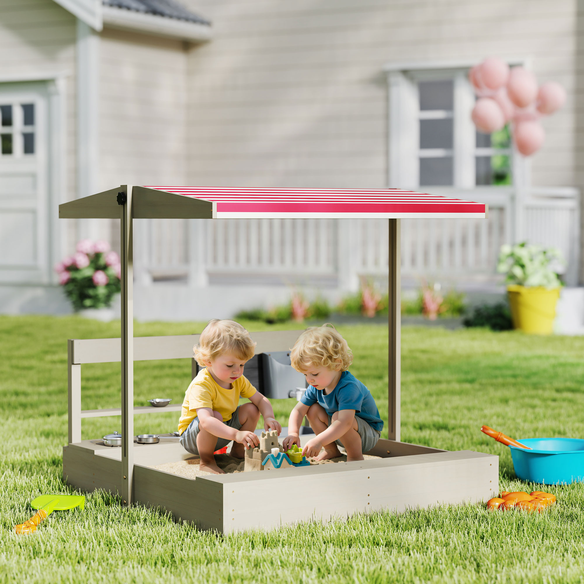 Outsunny Kids Sandbox with Hei - Kids Outdoor Sandbox recension och pris