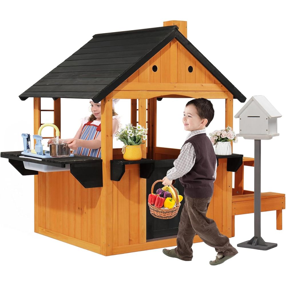 MOR Kids Outdoor Playhouse wit - Kids Outdoor Wooden Table recension och pris