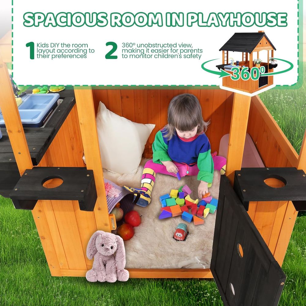MOR Kids Outdoor Playhouse wit - Kids Outdoor Wooden Table recension och pris