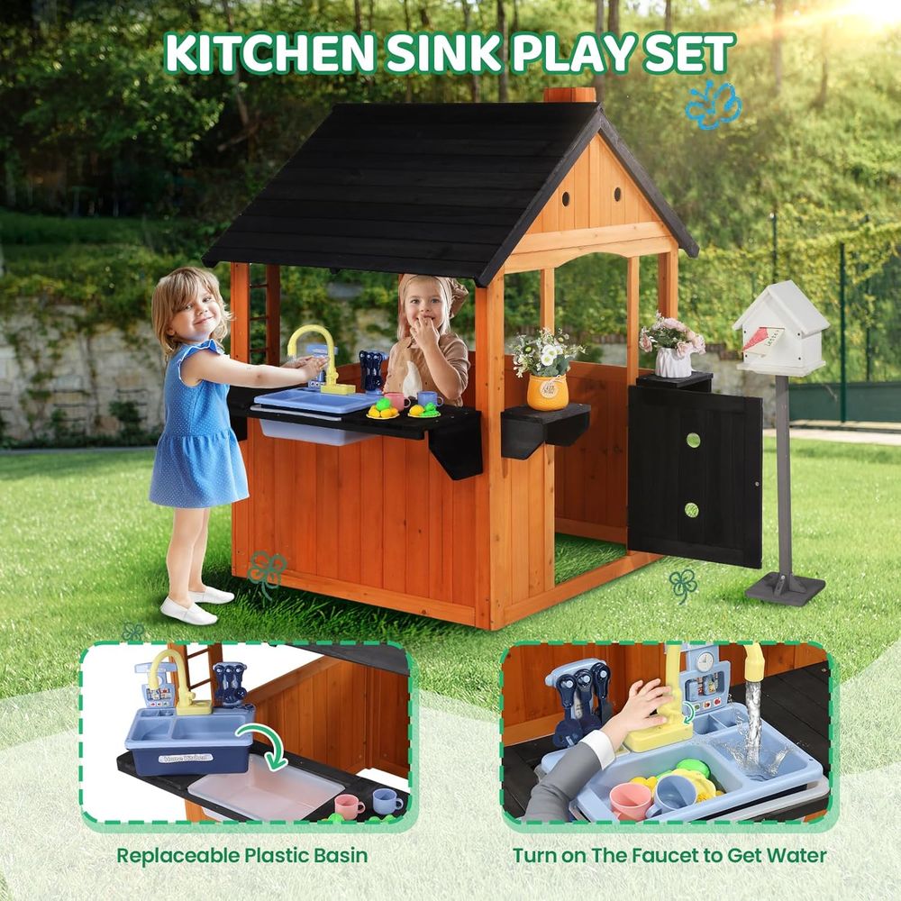 MOR Kids Outdoor Playhouse wit - Kids Outdoor Wooden Table recension och pris