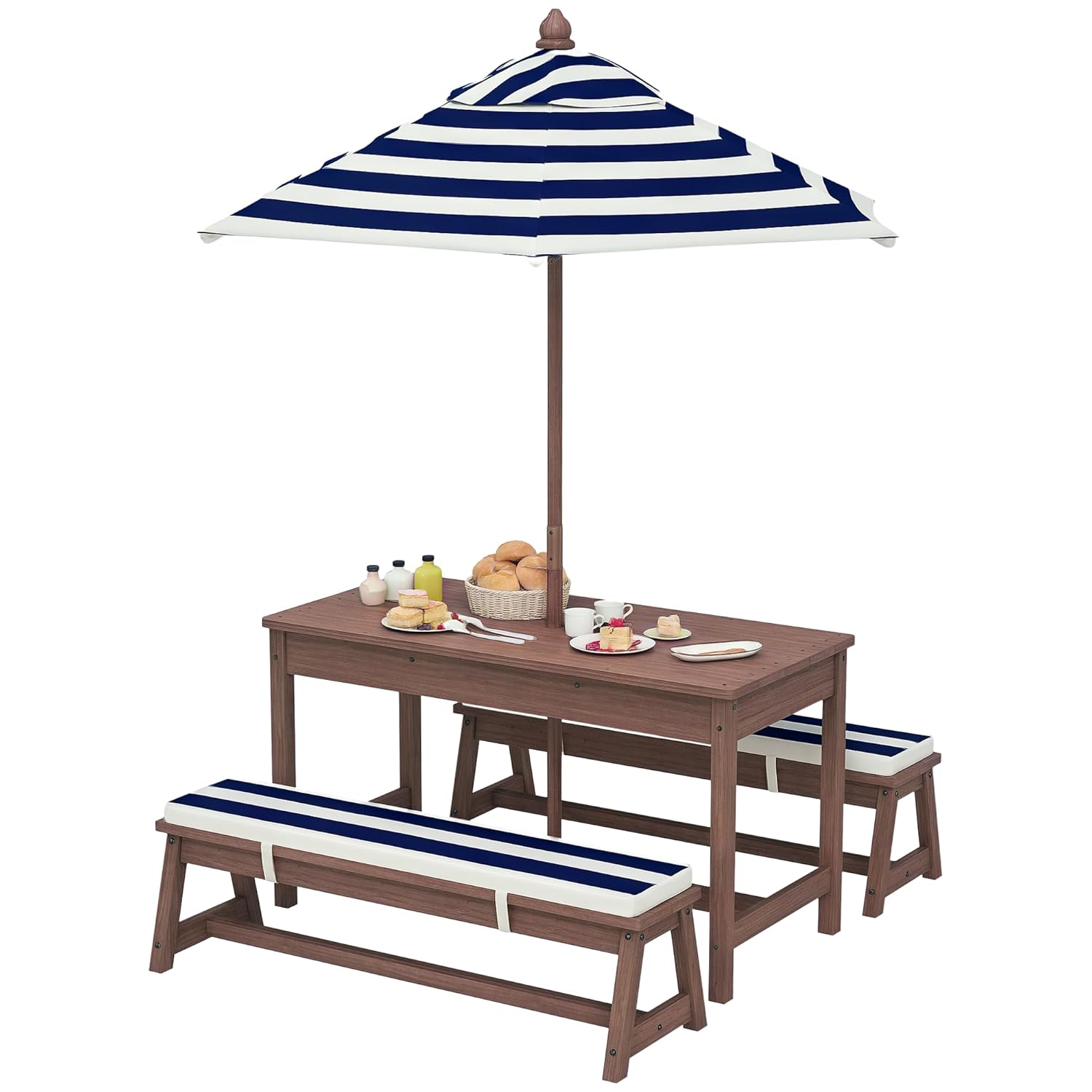 Wooden Kids Picnic Table & Ben - Kids Outdoor Bench With Umbrella recension och pris