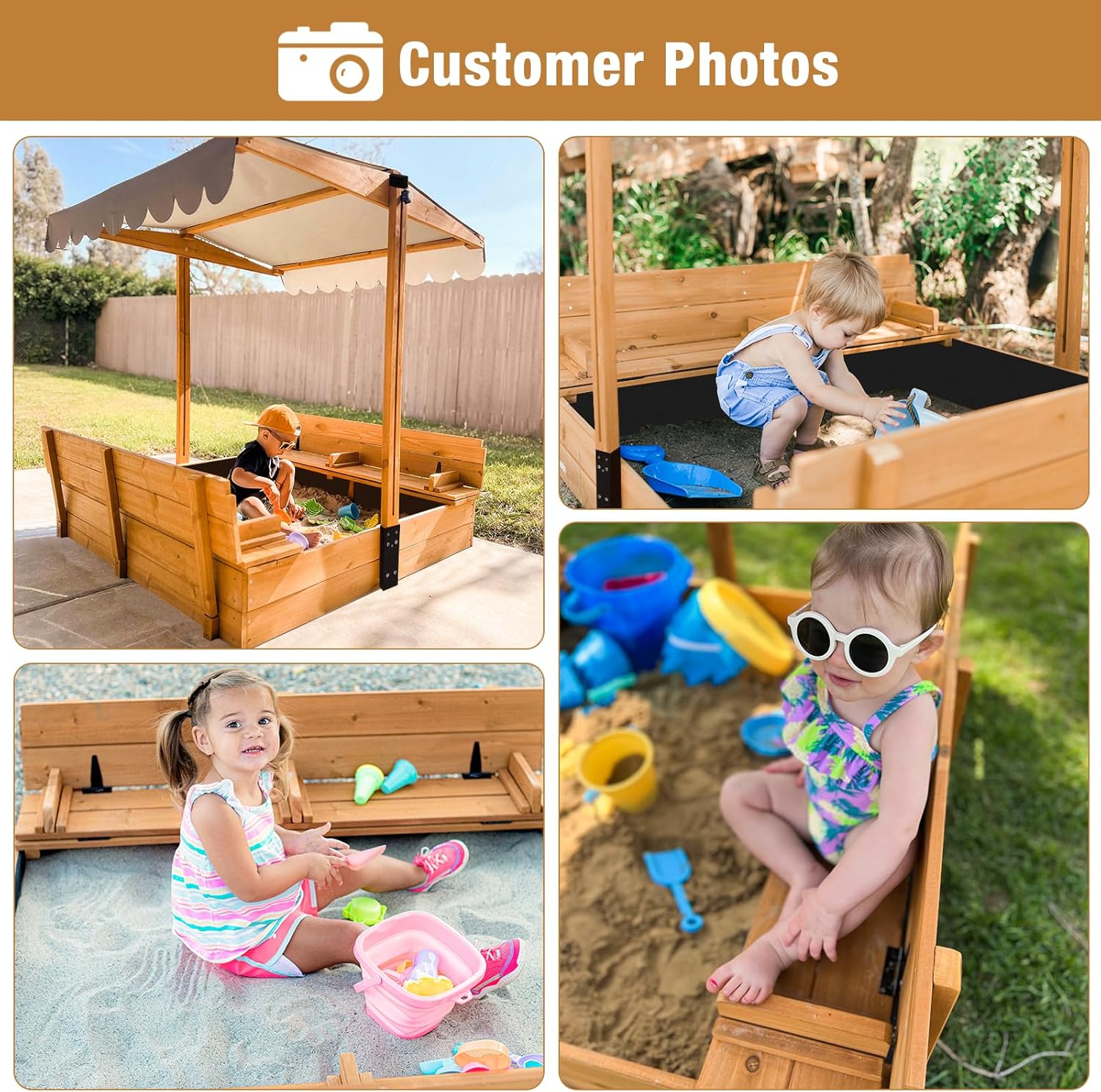 Kids Sandbox with Lid – Large  - Kids Outdoor Sandbox recension och pris