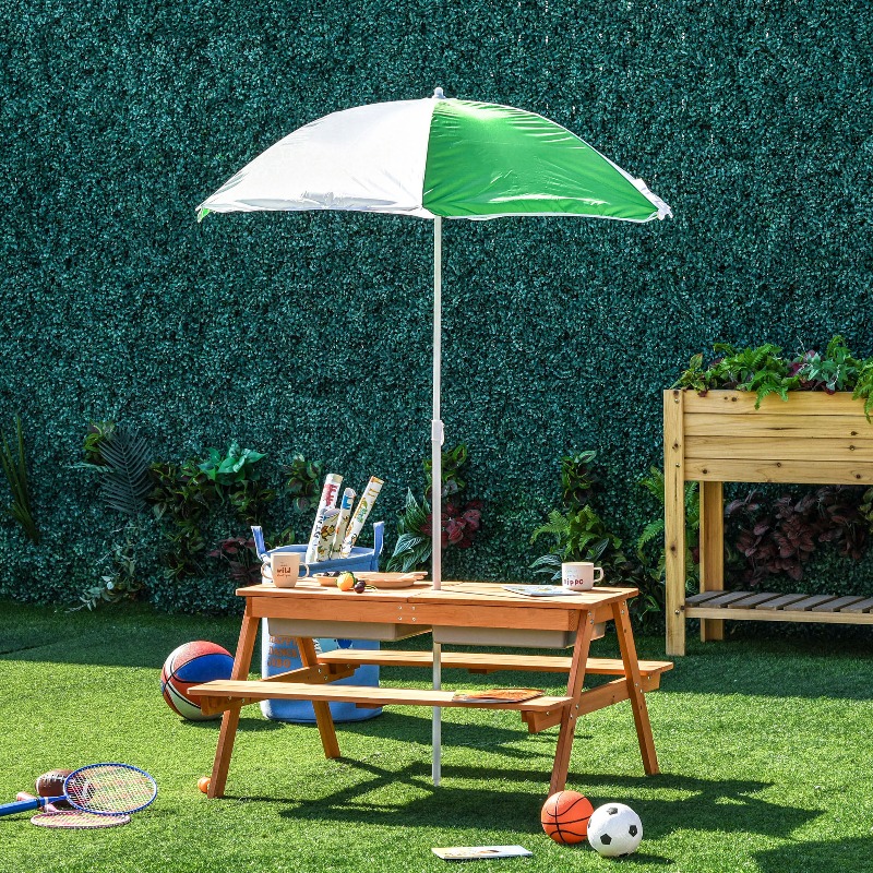 3 in 1 Kids Picnic Table with  - Kids Outdoor Bench With Umbrella recension och pris