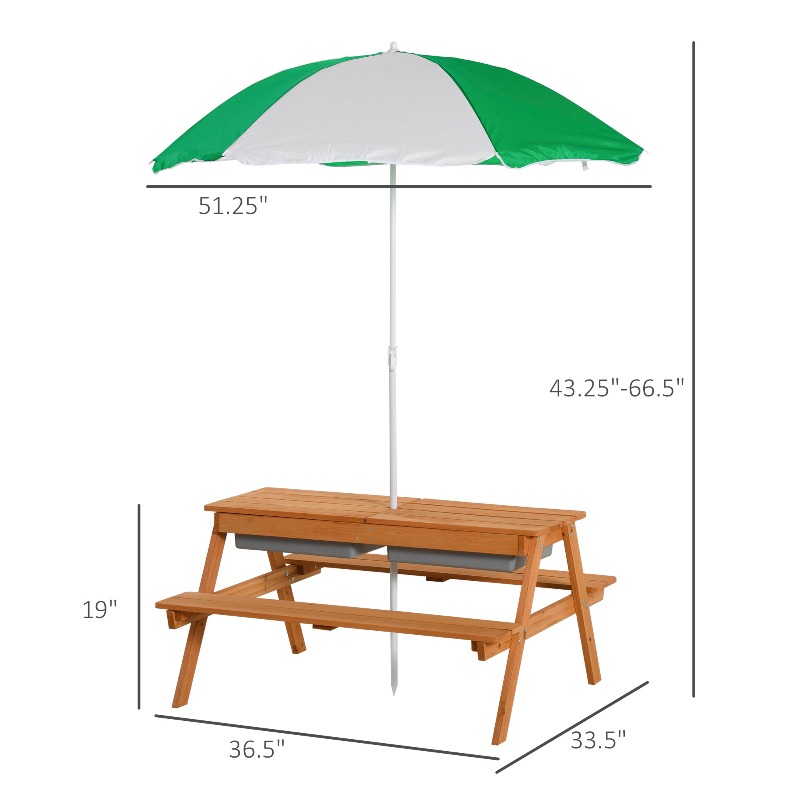 3 in 1 Kids Picnic Table with  - Kids Outdoor Bench With Umbrella recension och pris