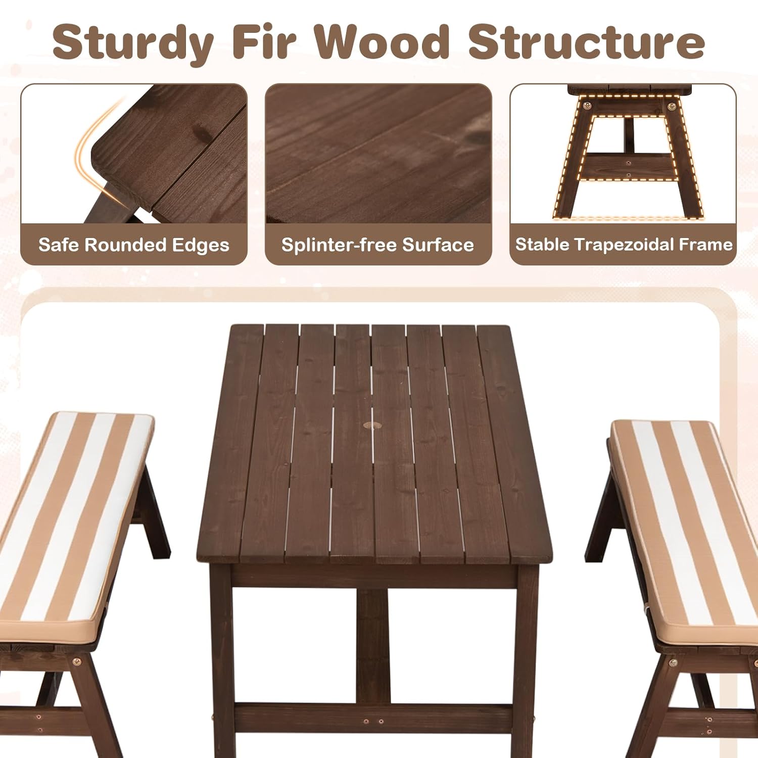 Kids Picnic Table, Fir Wood To - Kids Outdoor Bench With Umbrella recension och pris
