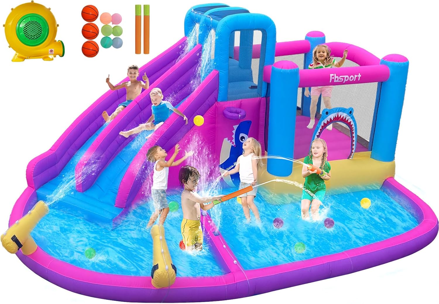 Twin Water Slides Inflatable B - Kids Outdoor Bounce House recension och pris