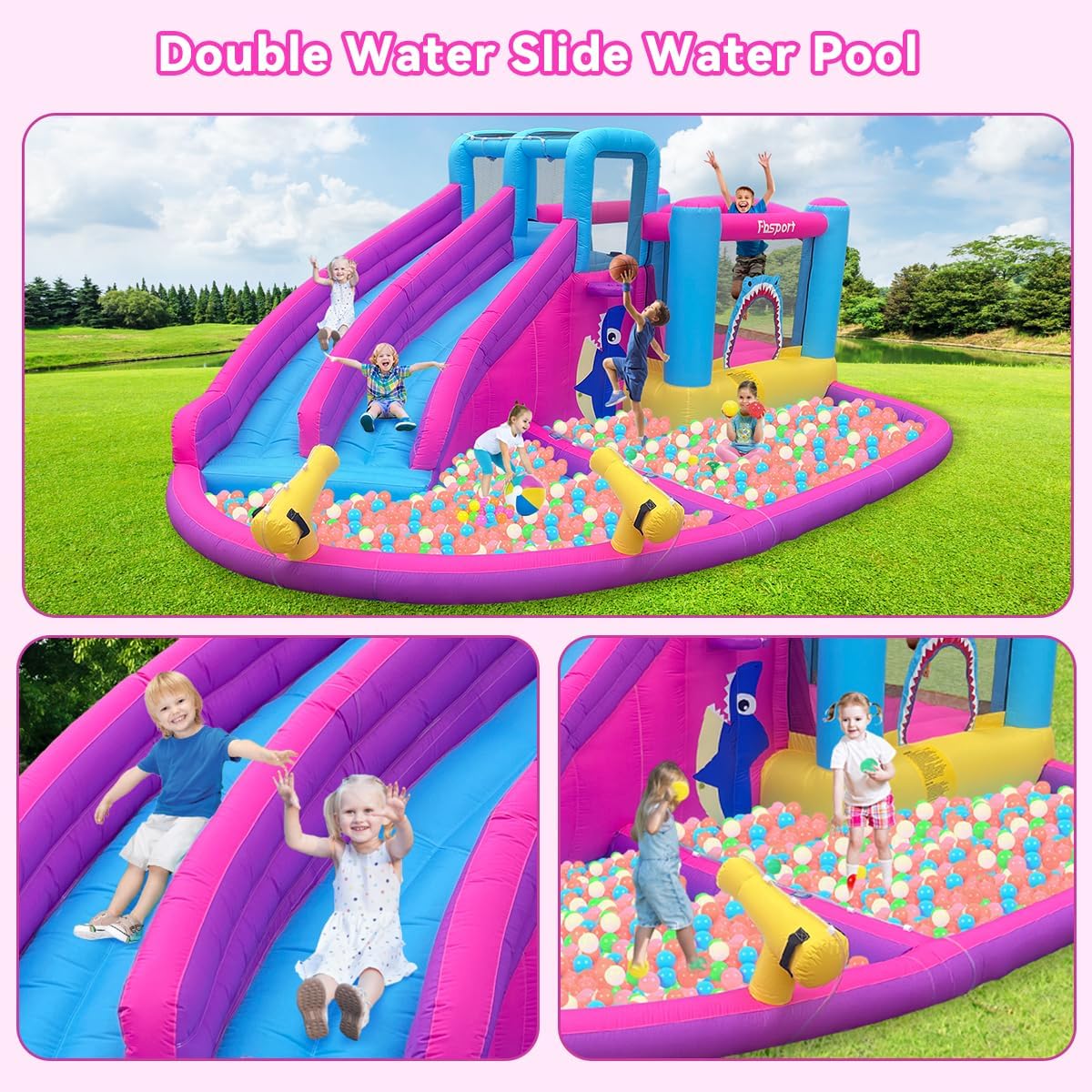 Twin Water Slides Inflatable B - Kids Outdoor Bounce House recension och pris