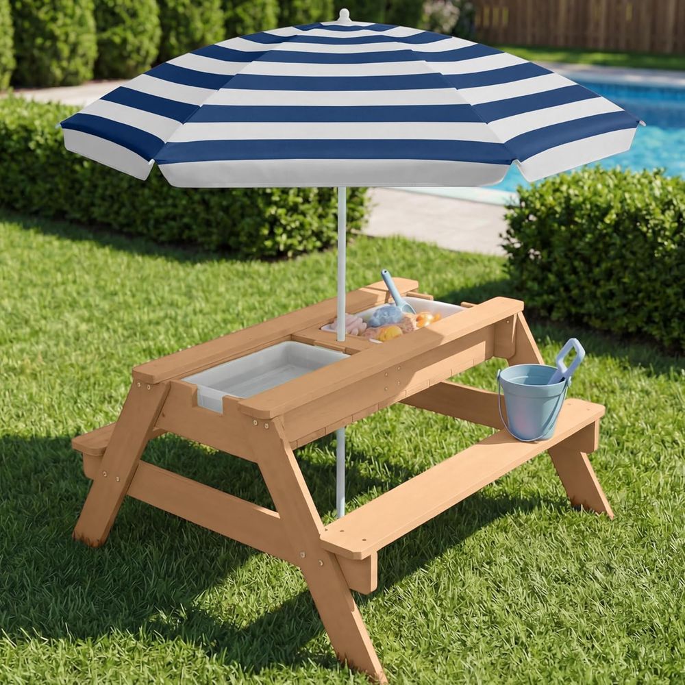 Kids Picnic Table with Umbrell - Kids Outdoor Umbrella For Table recension och pris