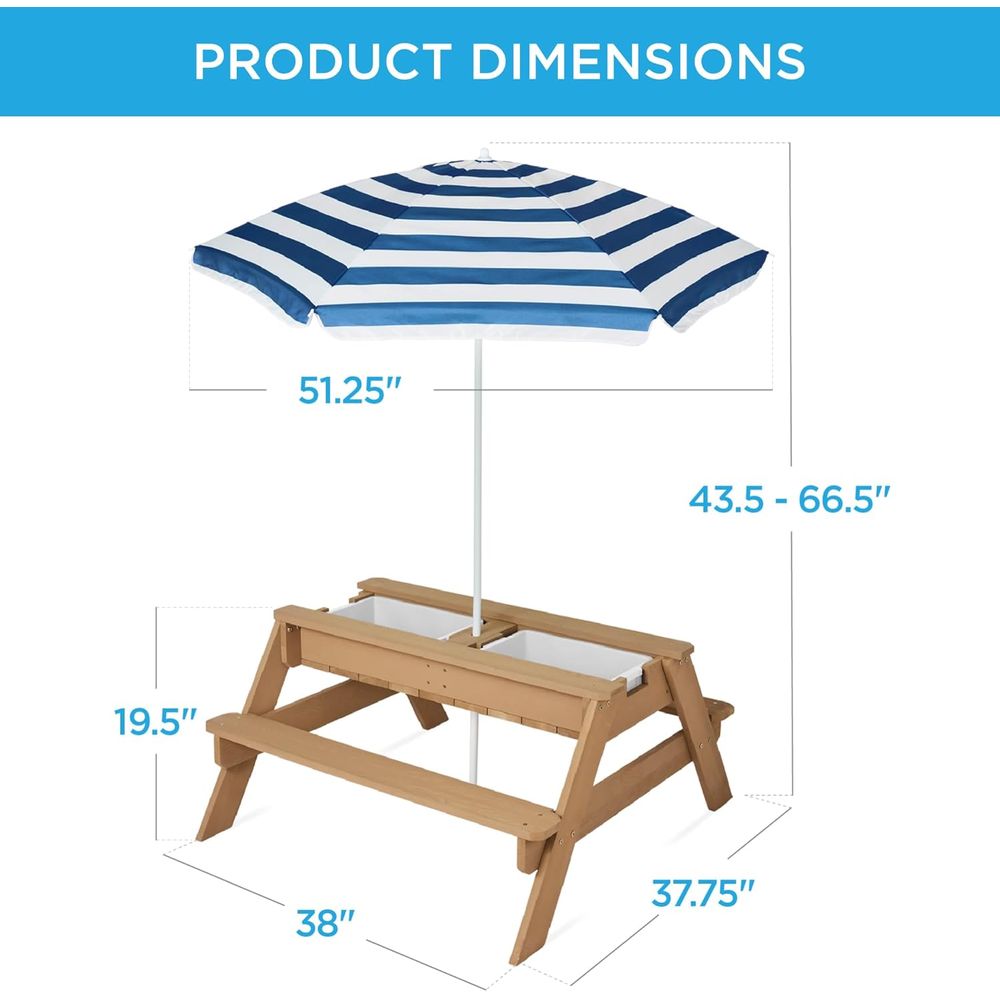 Kids Picnic Table with Umbrell - Kids Outdoor Umbrella For Table recension och pris