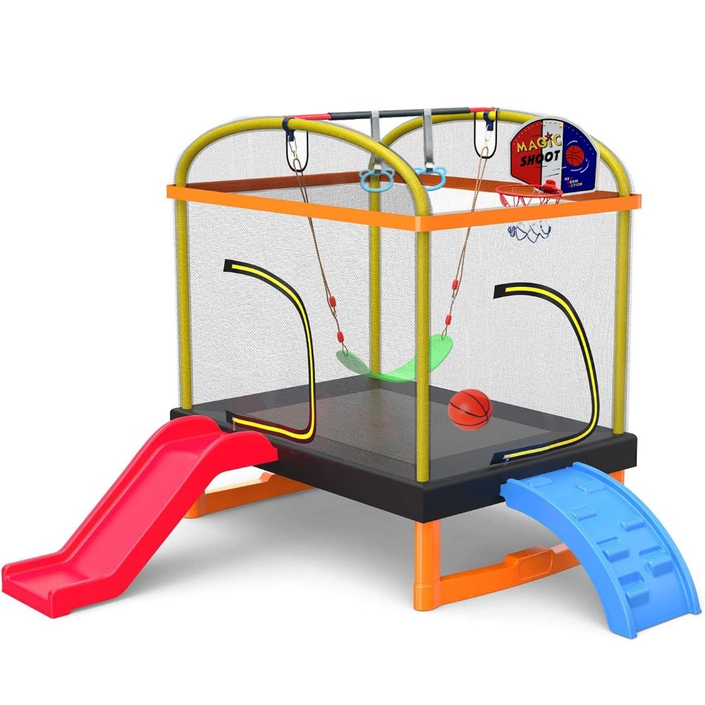 6.5Ft 7-in-1 Rectangle Trampol - Kids Indoor Outdoor Trampoline recension och pris