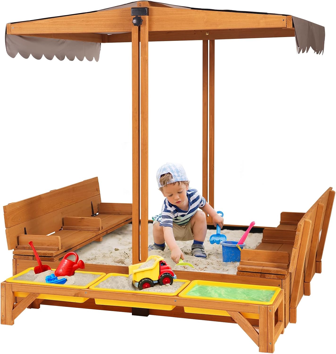 Wooden Sandbox Backyard Sand B - Kids Outdoor Sandbox recension och pris