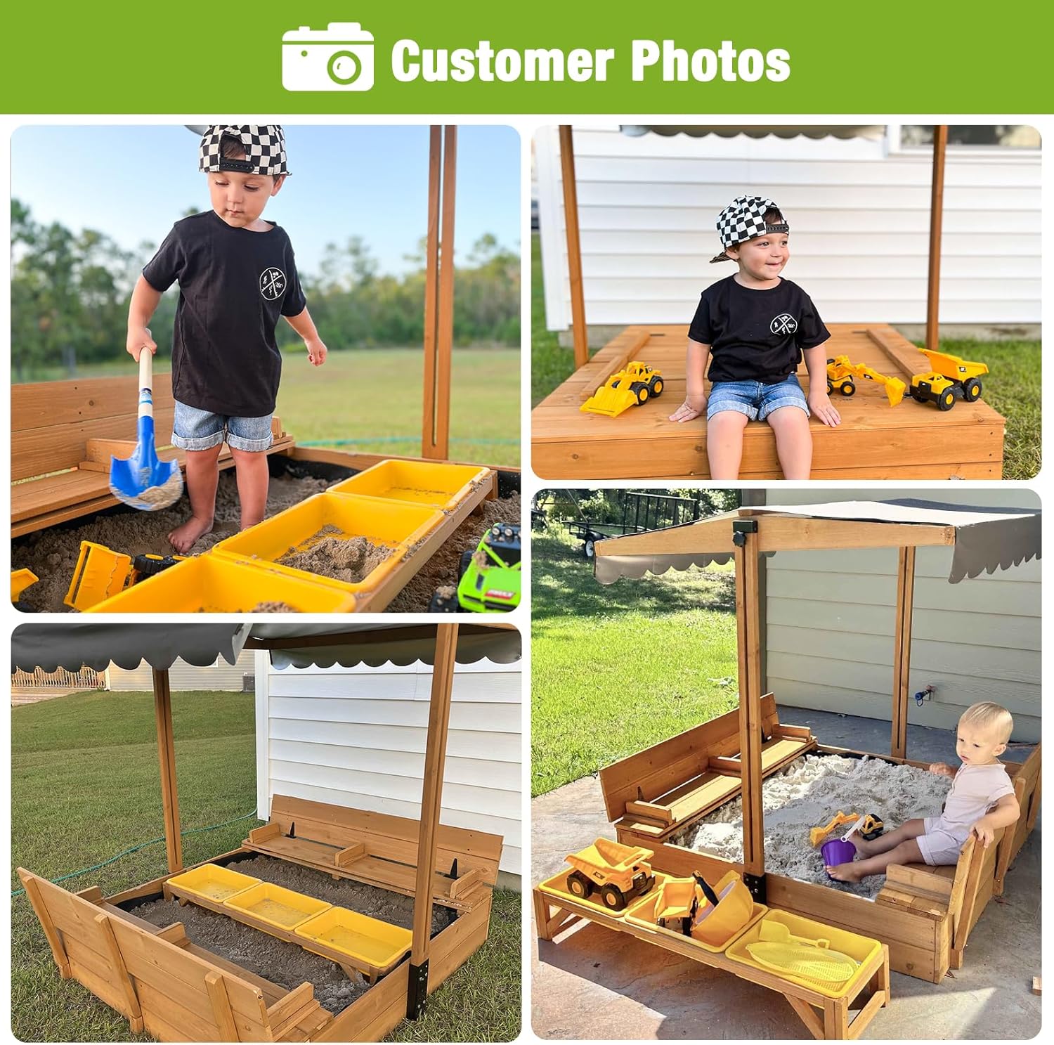 Wooden Sandbox Backyard Sand B - Kids Outdoor Sandbox recension och pris